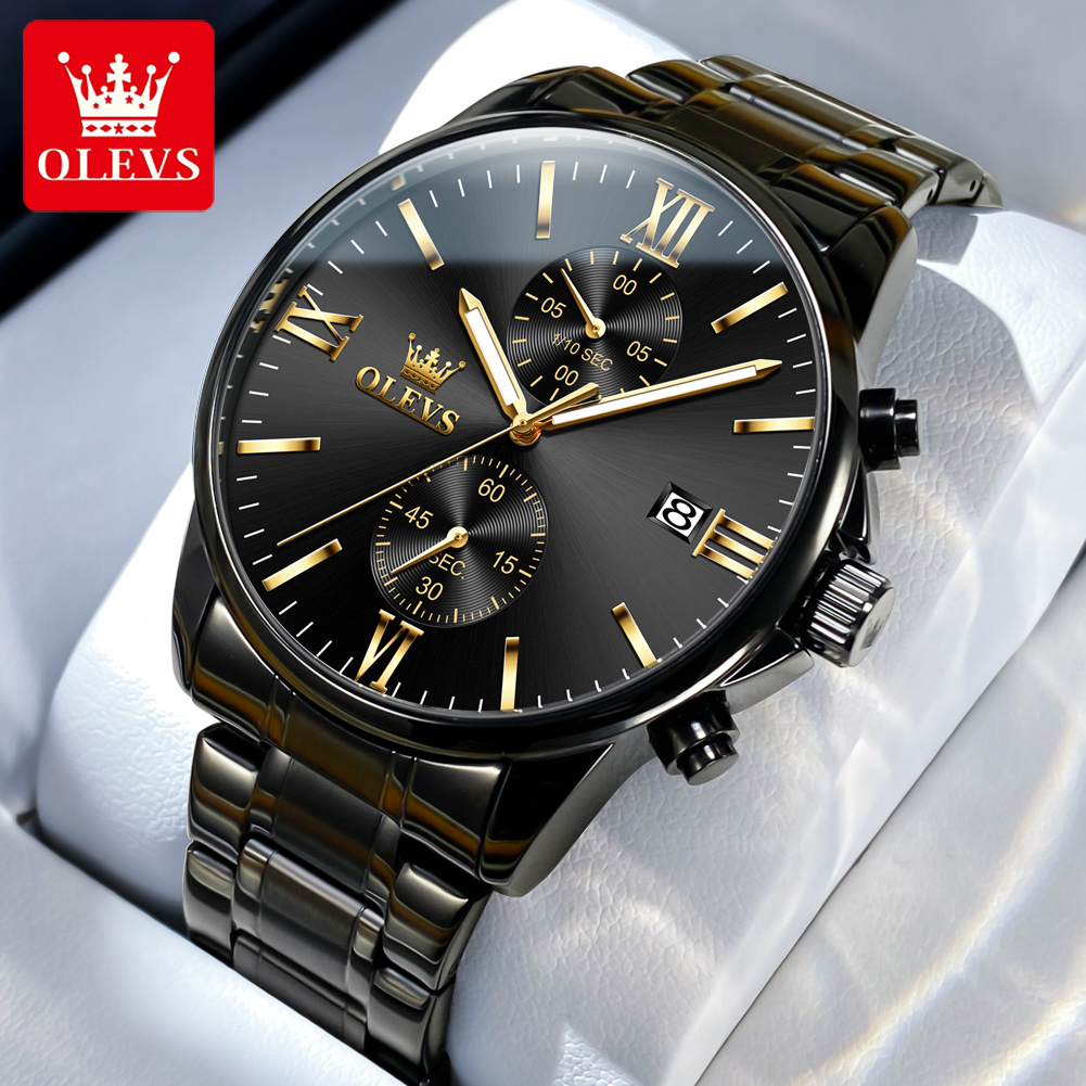 Luxury Watch Magazine - OLEVS 2886 ساعة كوارتز سوداء كلاسيكية