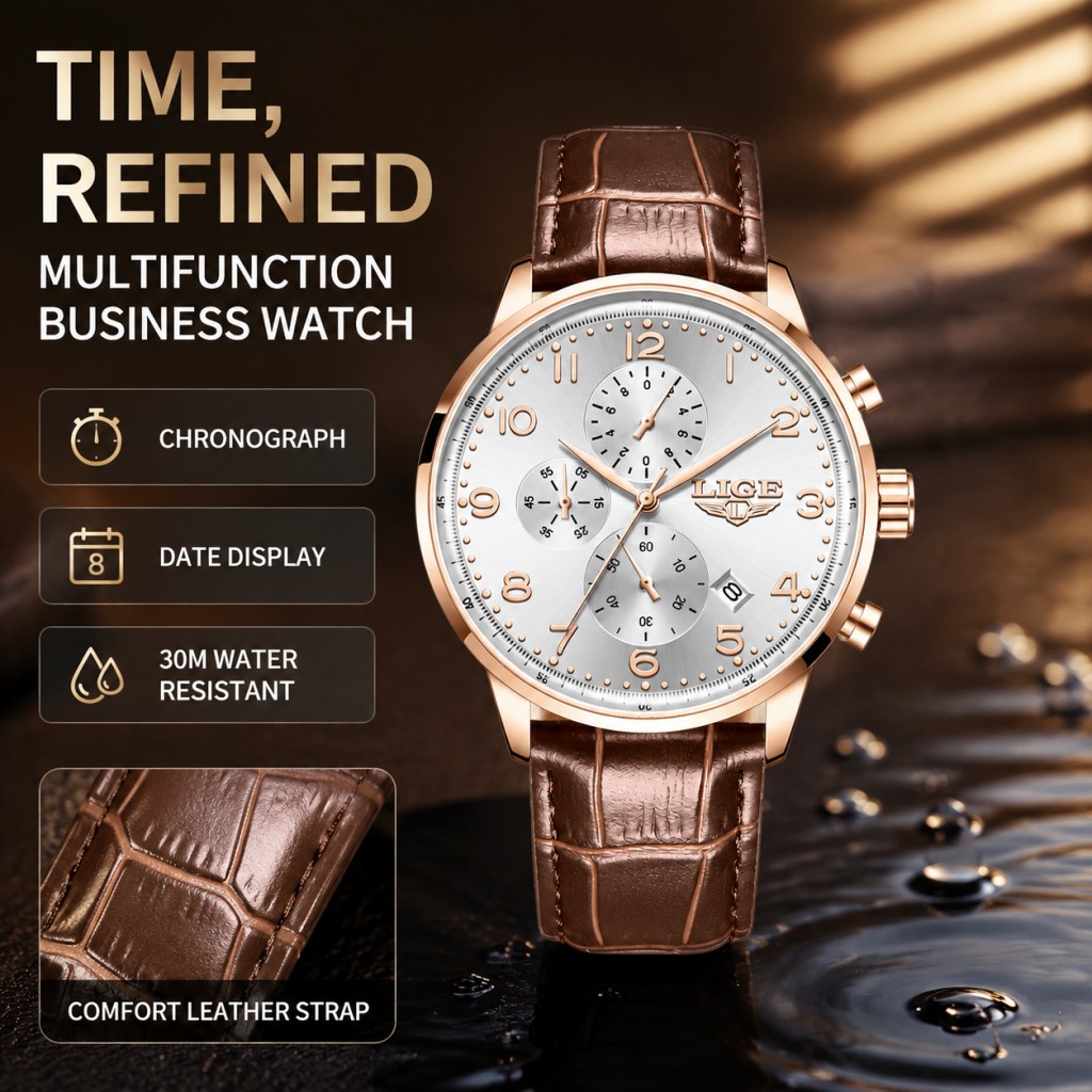 ساعة رجالية جديدة من LIGE، ساع - مراجعة Luxury Watch Top 10 وسعره